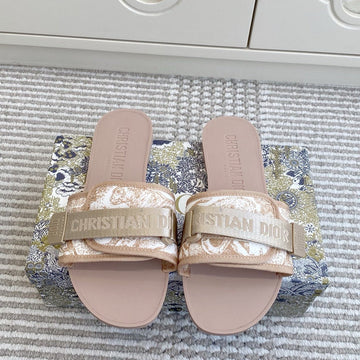 CD 26S Flat Slippers Nude Pink Canvas Rubber 648132