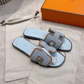 Hm 26S Oran Sandal Light Blue Grey Suede Goatskin 724349