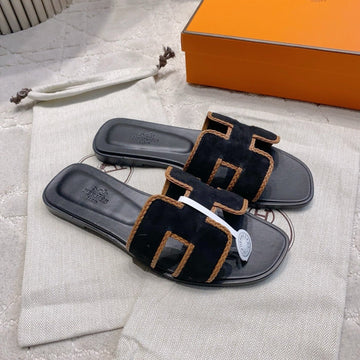 Hm 26S Oran Sandal Black Suede Goatskin 724344