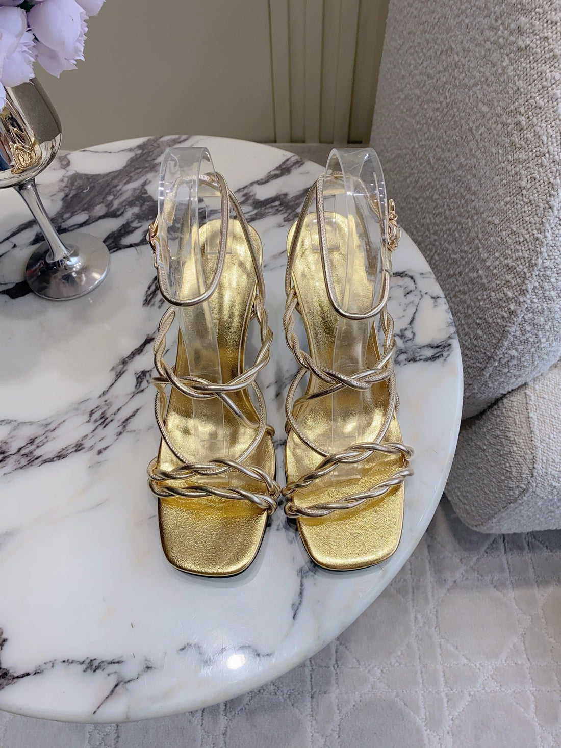CC 26S Strappy Sandals 7.5cm Gold Sheepskin 723621