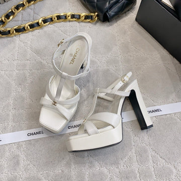 CC 26S Platform Stiletto Sandals 13CM White Sheepskin 723713