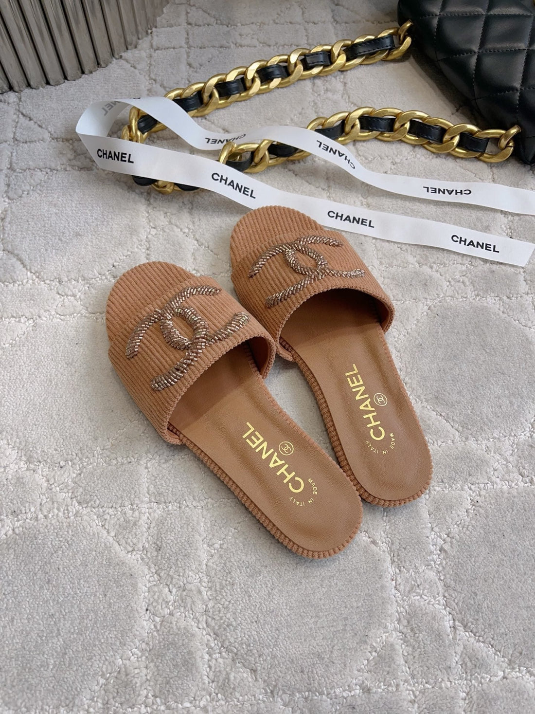 CC 26S Flat Mules Brown Woven Cord 723785