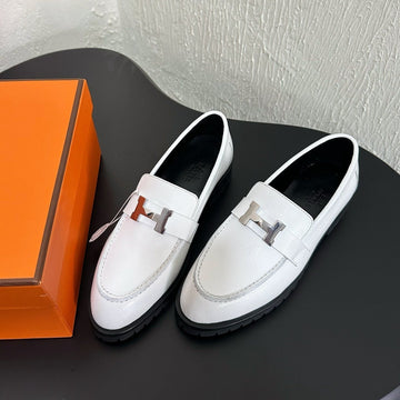 Hm Faubourg Loafer 30MM White Color Cowhide 960934