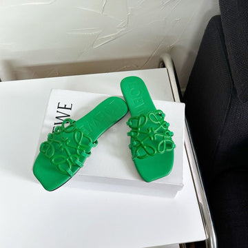 Petal Anagram Slide In Green Soft Calfskin 273514