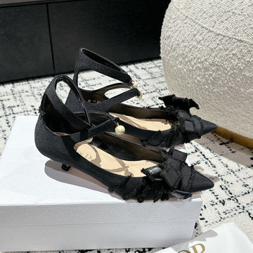 CD Adiorable Pump 45 Black Fringed Grosgrain