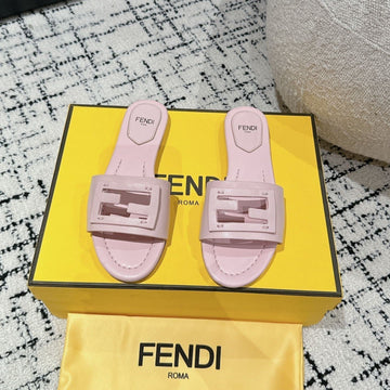 Ff Baguette Light Pink Leather Slide