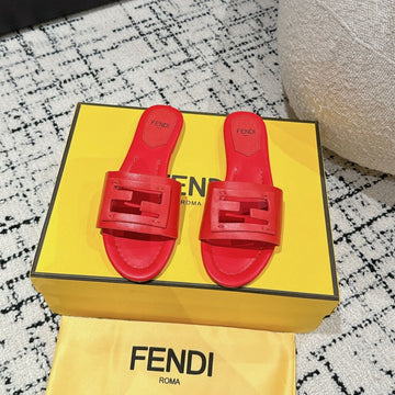 Ff Baguette Red Leather Slide