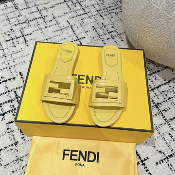 Ff Baguette Yellow Leather Slide