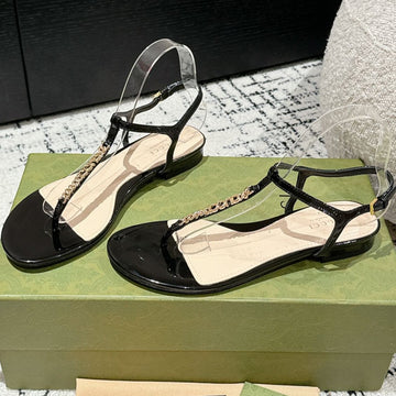 Thong Sandal In Black Calfskin
