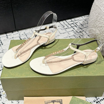 Thong Sandal In White Calfskin