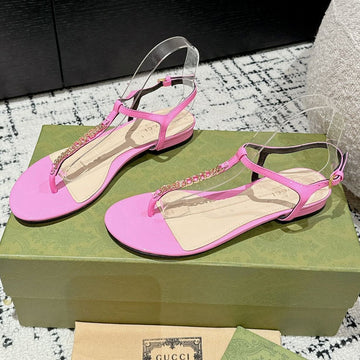 Thong Sandal In Fuscia Pink Calfskin