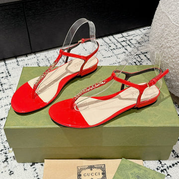 Thong Sandal In Candy Red Calfskin