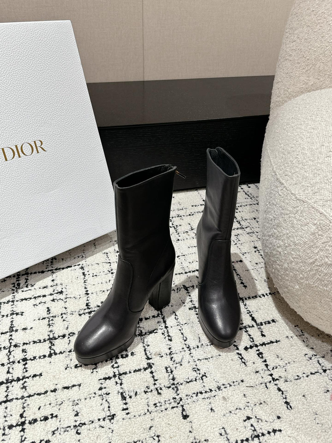 CD Ankle Boots 100MM Black Lambskin
