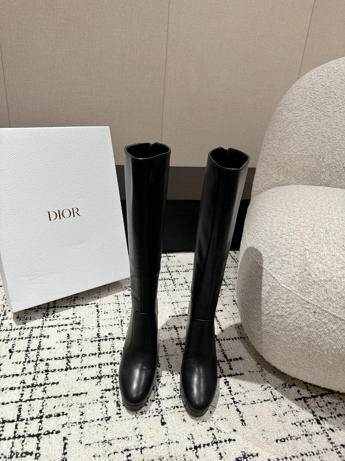 CD High Boots 100MM Black Lambskin