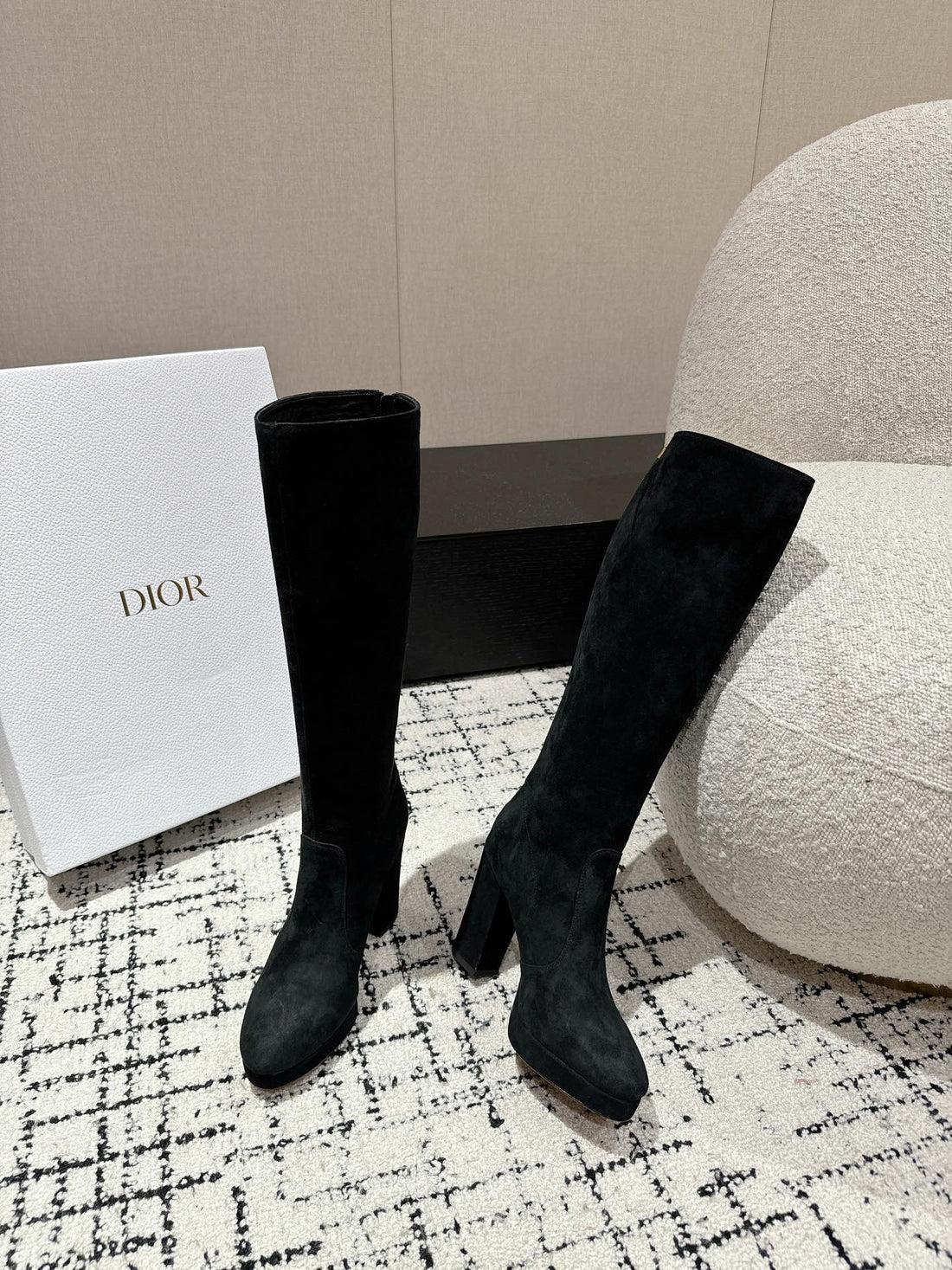 CD High Boots 100MM Black Suede