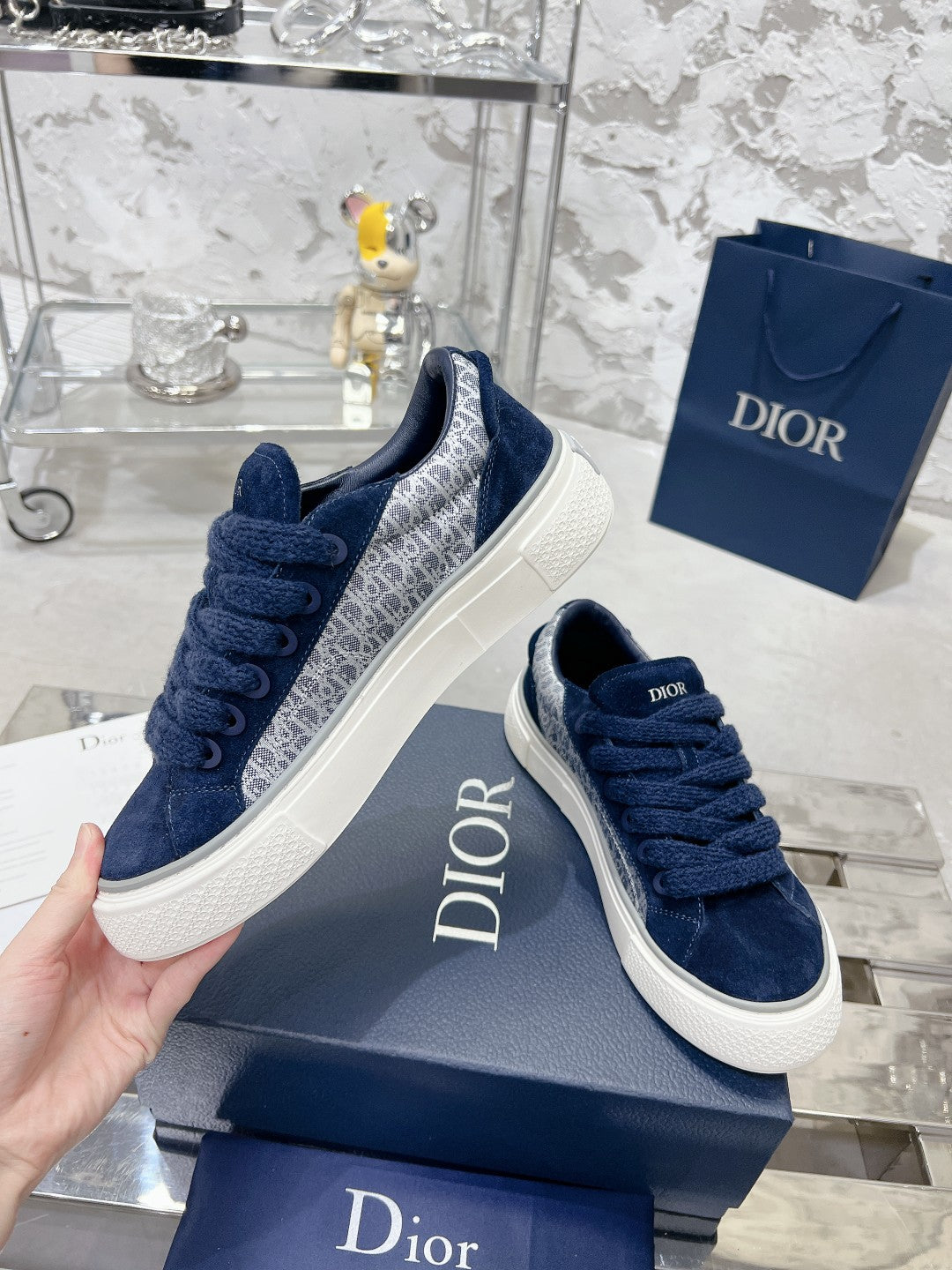 CD B33 Sneaker 30MM In Navy Blue Suede 100658