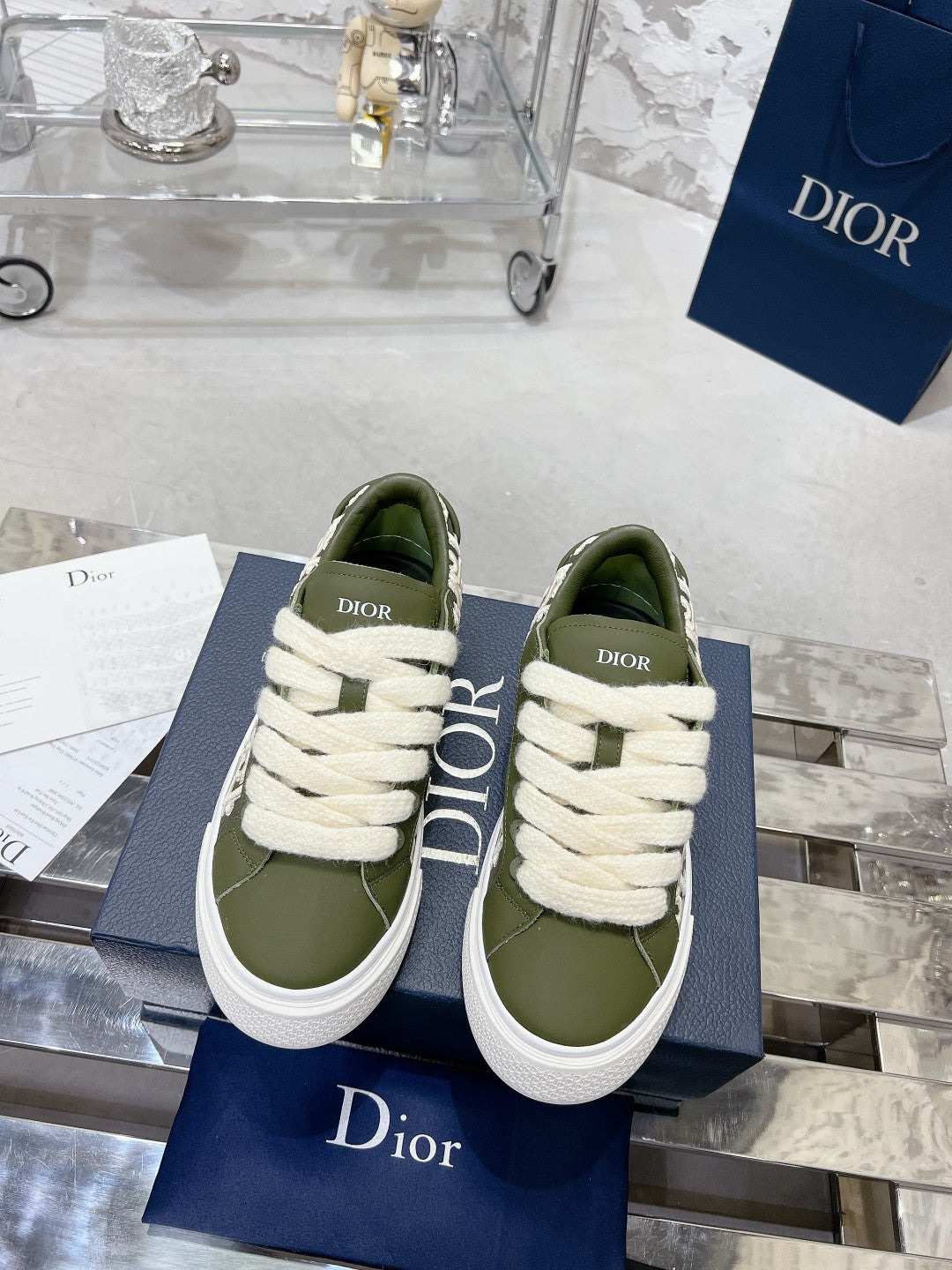 CD B33 Sneaker 30MM In Moss Green Calfskin 100664