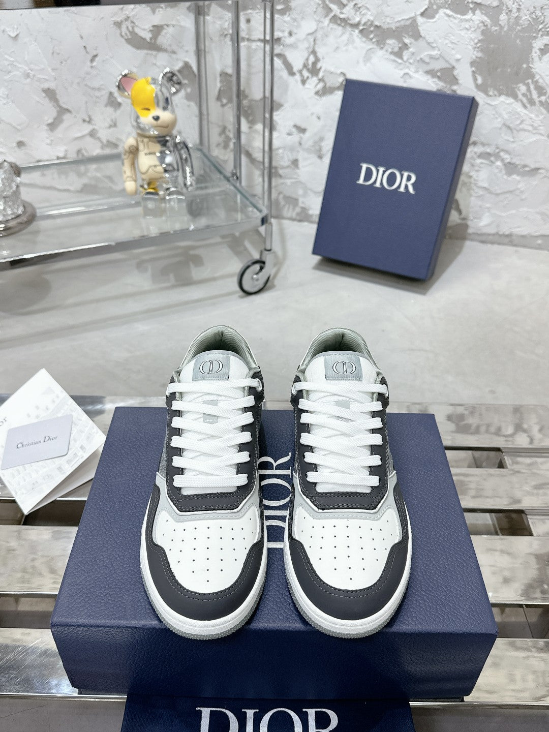 CD B27 Low-Top Sneaker 30MM In Grey Black Monogram Calfskin 100801
