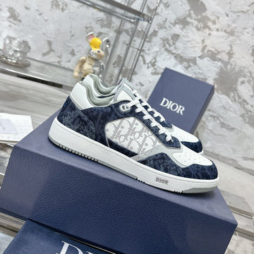CD B27 Low-Top Sneaker 30MM In Deep Blue Monogram Calfskin 100821