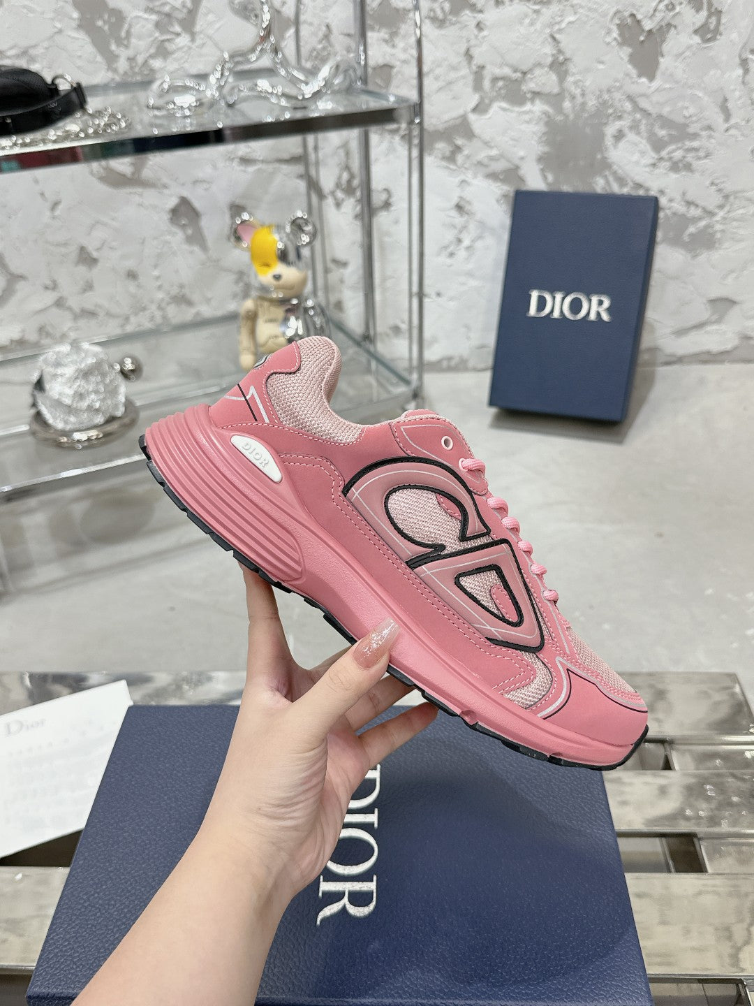 CD B30 Sneaker 35MM In Rose Pink Mesh Fabric 100648