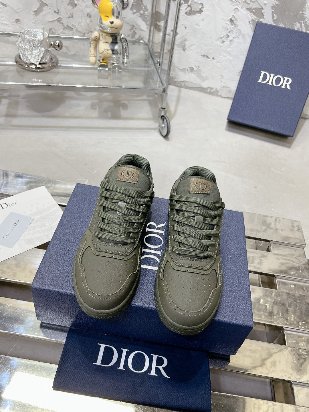 CD B27 Sneaker 30MM In Grey Green Calfskin 100633