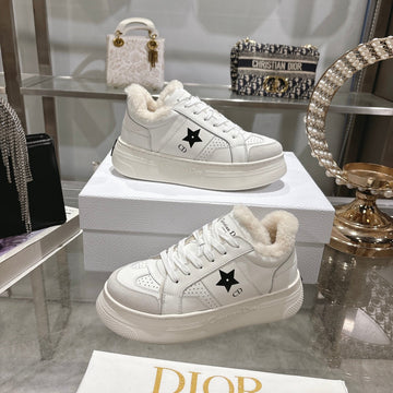 CD Dior Star Platform Sneaker In White Cowhide 996424
