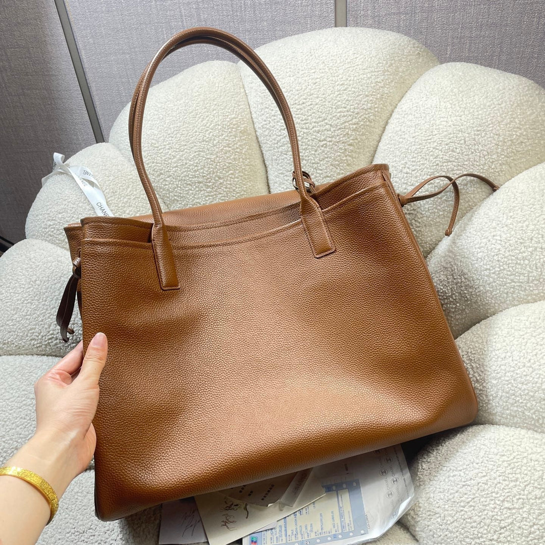 CC 26S Large Tote Bag Light Brown Grained Calfskin