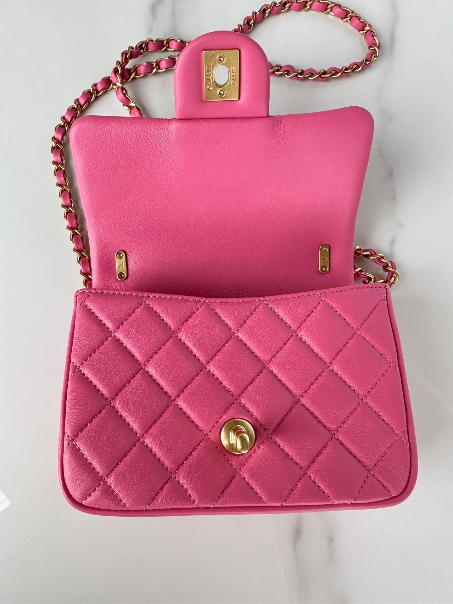 CC MINI 18 FLAP BAG IN DEEP PINK CALFSKIN Bags Bible