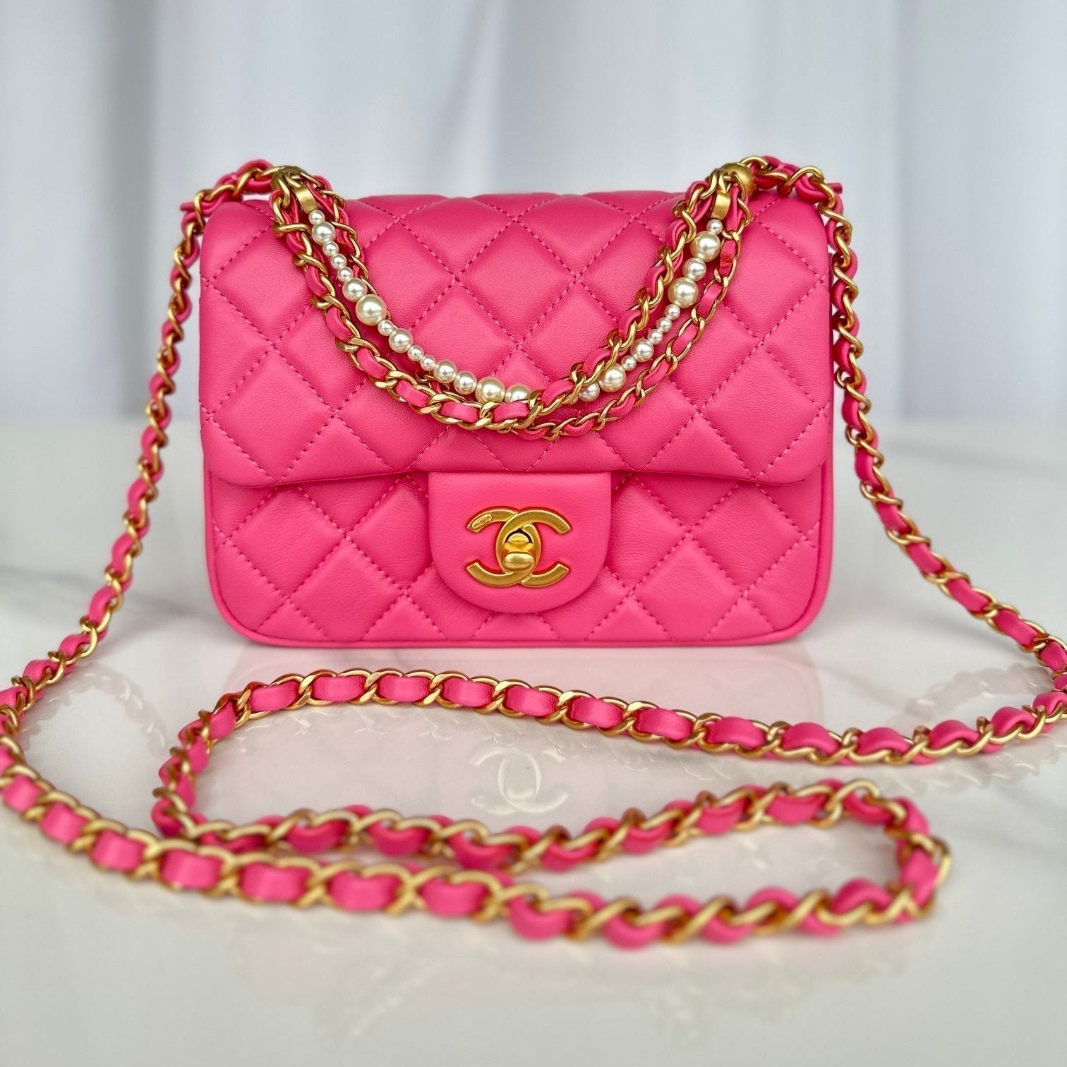 CC MINI 18 FLAP BAG IN DEEP PINK CALFSKIN Bags Bible