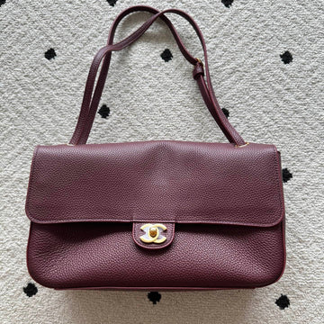 CC 26S Maxi Flap Bag 32CM Deep Burgundy Calfskin Ghw