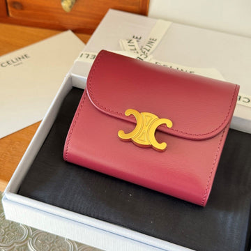 Triomphe 10 Calfskin Wallet Red