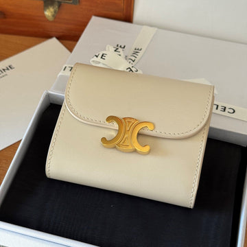 Triomphe 10 Calfskin Wallet White