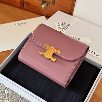 Triomphe 10 Calfskin Wallet Pink