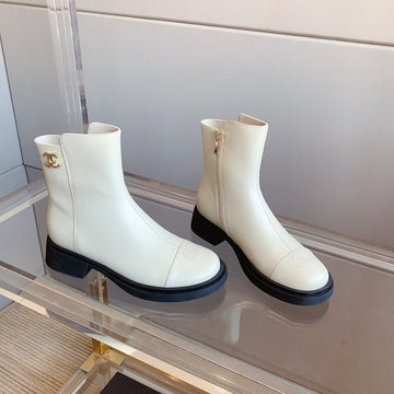 CC Zipper Ankle Boots 35MM White Sheeepskin 464550