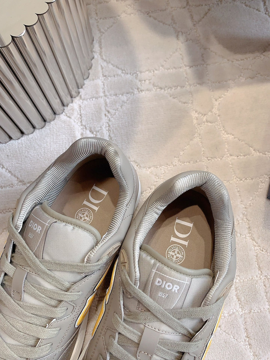 CD And Stone Island B57 Low-Top Sneaker –– Limited And Numbered Edition Brown Gray Mix Orange Calfskin