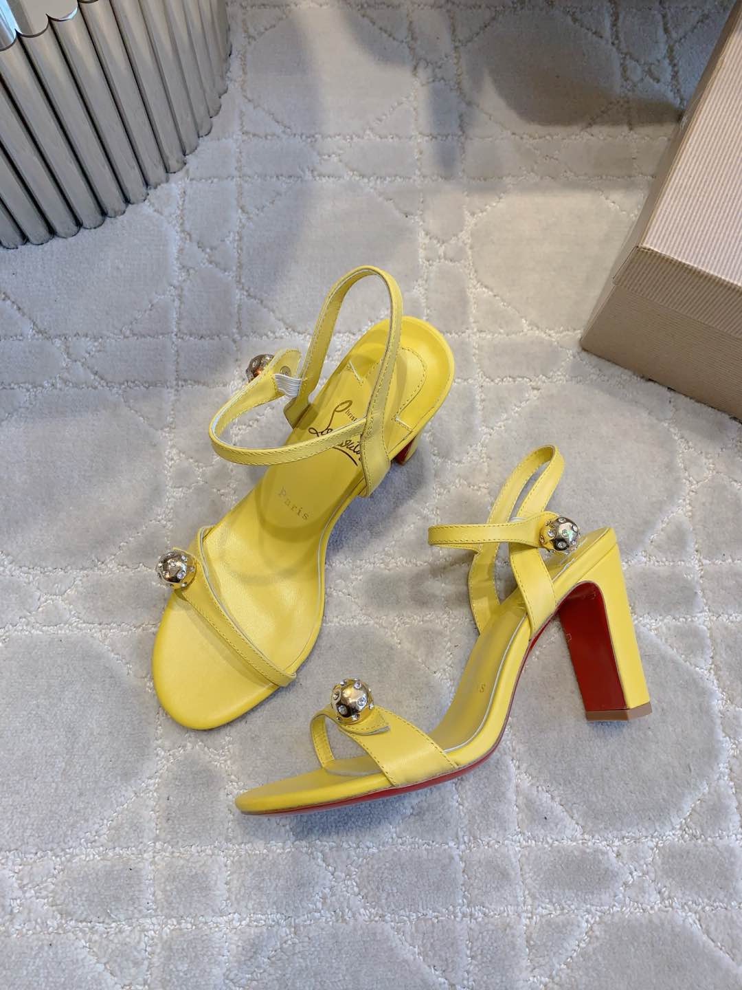 Cl Atmospheria 90MM Embellished Sandals Yellow Leather 177089
