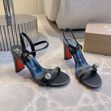 Cl Atmospheria 90MM Embellished Sandals Black Leather 177088