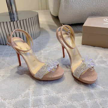 Cl Crystal Queen 120 Sandal Nude Patent Leather 177123