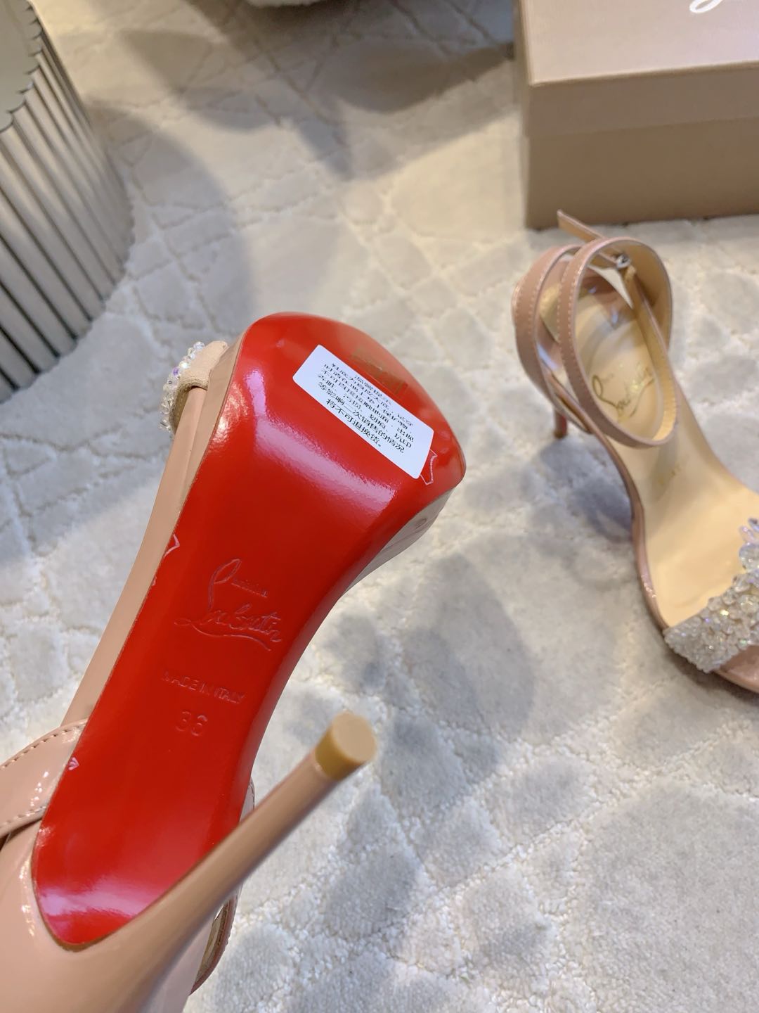 Cl Crystal Queen 120 Sandal Nude Patent Leather 177123