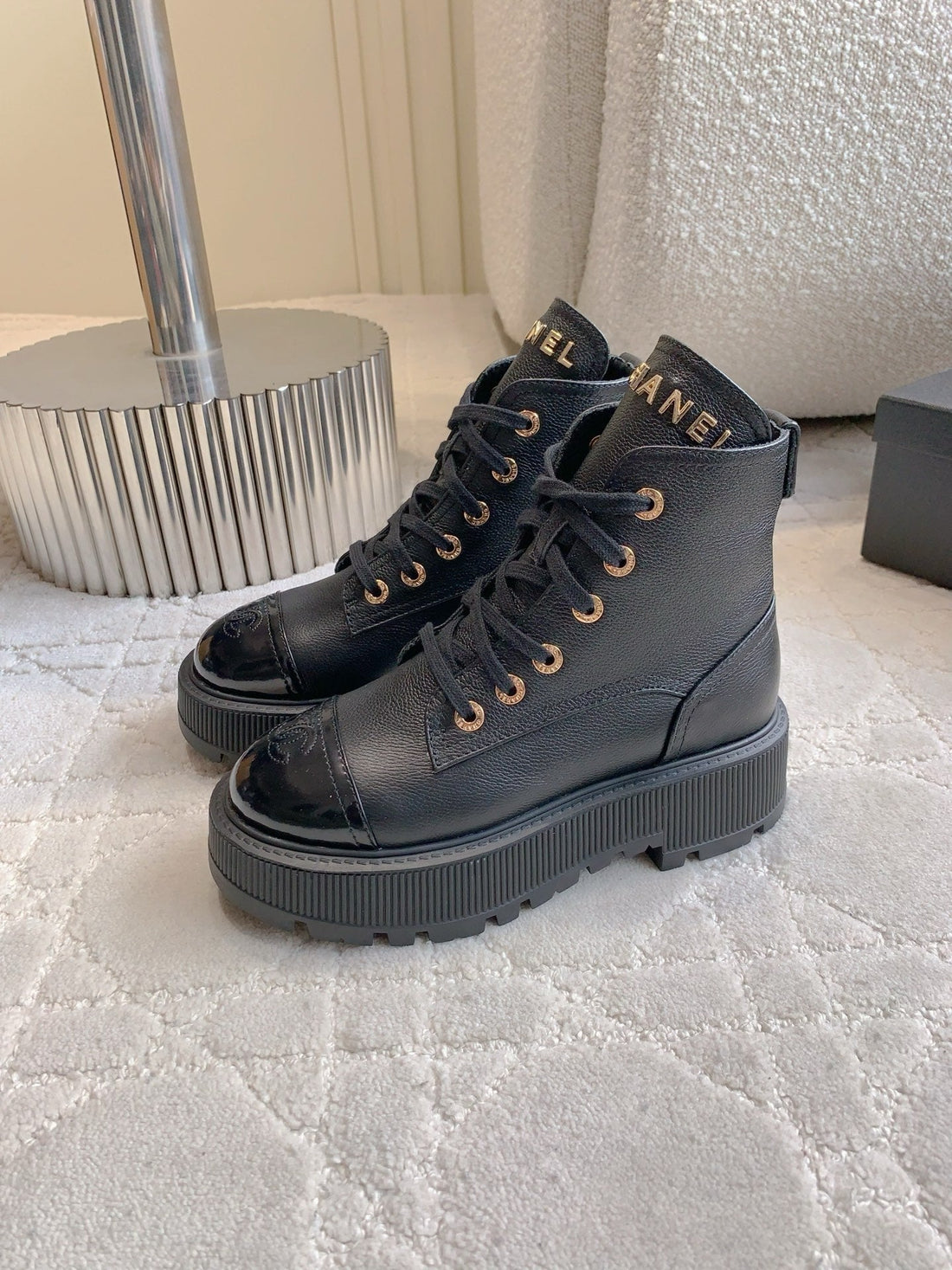 CC 24 Combat Boots 50MM Black Calfskin & Sheepskin 404286