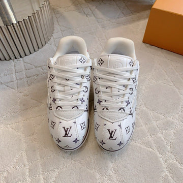 LV Buttersoft Sneaker White Monogram-Printed Lambskin 516882