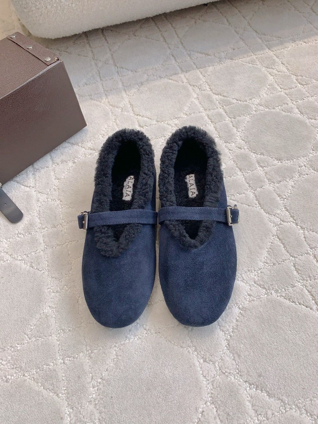 Alaïa 2025 Ballet Flat Blue Suede Wool 557376