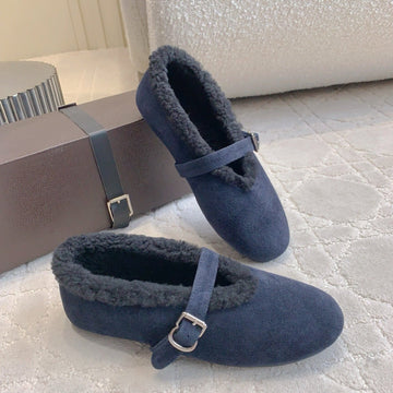 Alaïa 2025 Ballet Flat Blue Suede Wool 557376