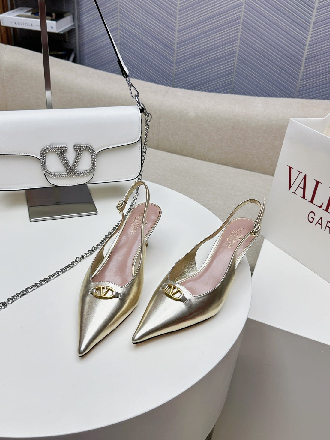 High Slingback 60MM In Gold Calfskin