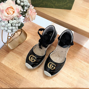 GG Crochet Platform Espadrilles Blush Black