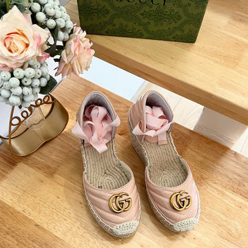 GG Crochet Platform Espadrilles Blush Pink