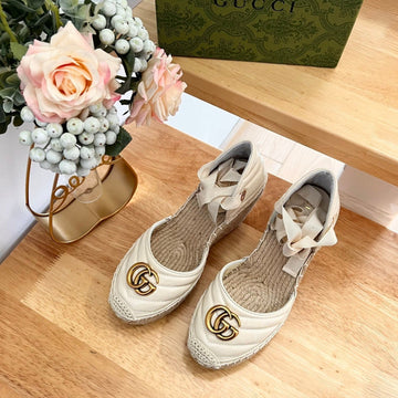 GG Crochet Platform Espadrilles White