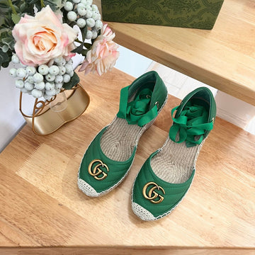 GG Crochet Platform Espadrilles Jade Green