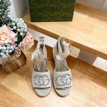 GG Women High Sandal Shoes Beige