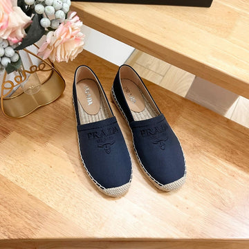 Pra Espadrilles Loafers Navy Linen Fabric
